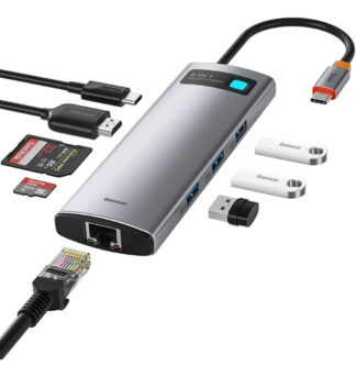 Hub Baseus USB-C 8 em 1, para adaptador: 2 USB-C, 3 USB, 1  HDMI, 2 SD CARD, RJ 45