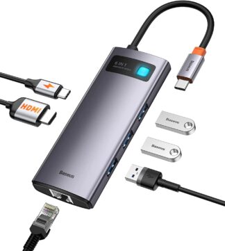 Hub Baseus USB-C 6 em 1, para adaptador: 2 USB-C, 3 USB, 1  HDMI, RJ 45 